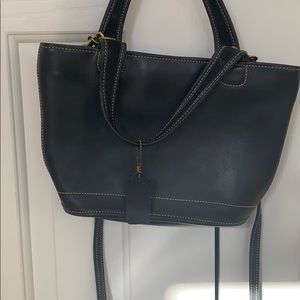 Coach 9301 Bleeker Navy Leather Small Shopper